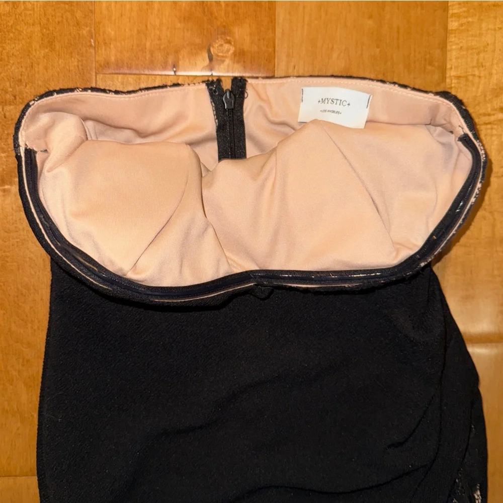 Mystic Los Angeles Black and Cream with Lace Strapless Mini Dress - Picture 6 of 8